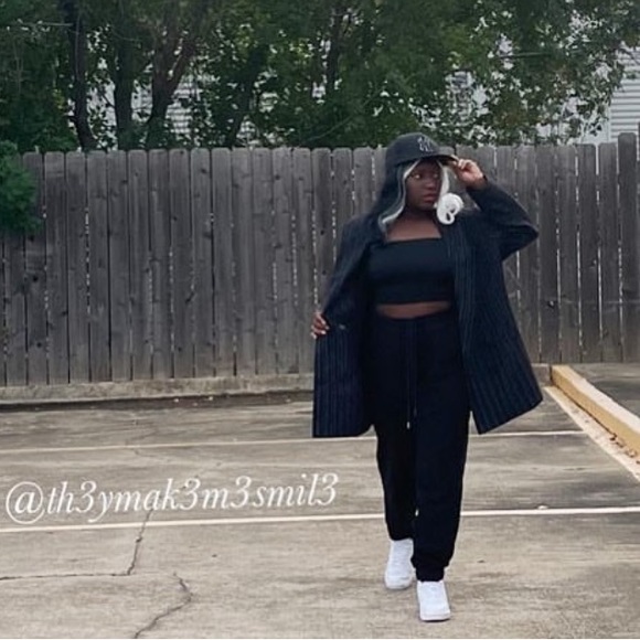 ⏳♻️ Style Setter Fashions Black with White Pinstriped Vintage Blazer size 20W - Picture 1 of 8